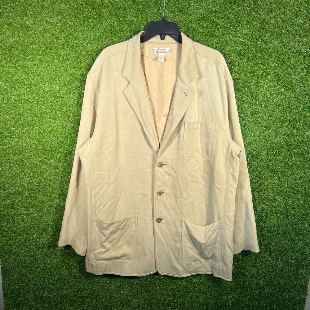 Tommy Bahama Mens‎ XL Silk Blazer Sport Coat Tan 3 Button Casual Jacket